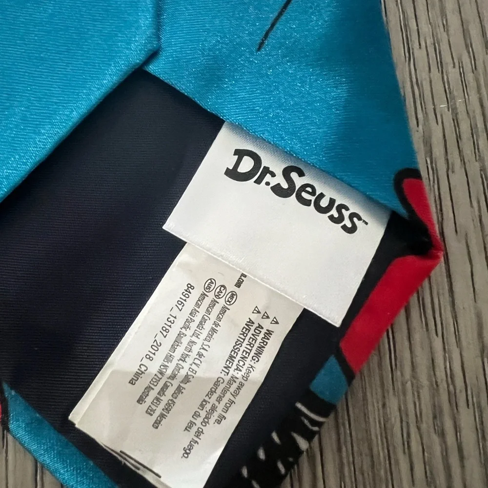 Dr. Seuss Bright Blue Cat in the Hat kids Tie with Red Accents